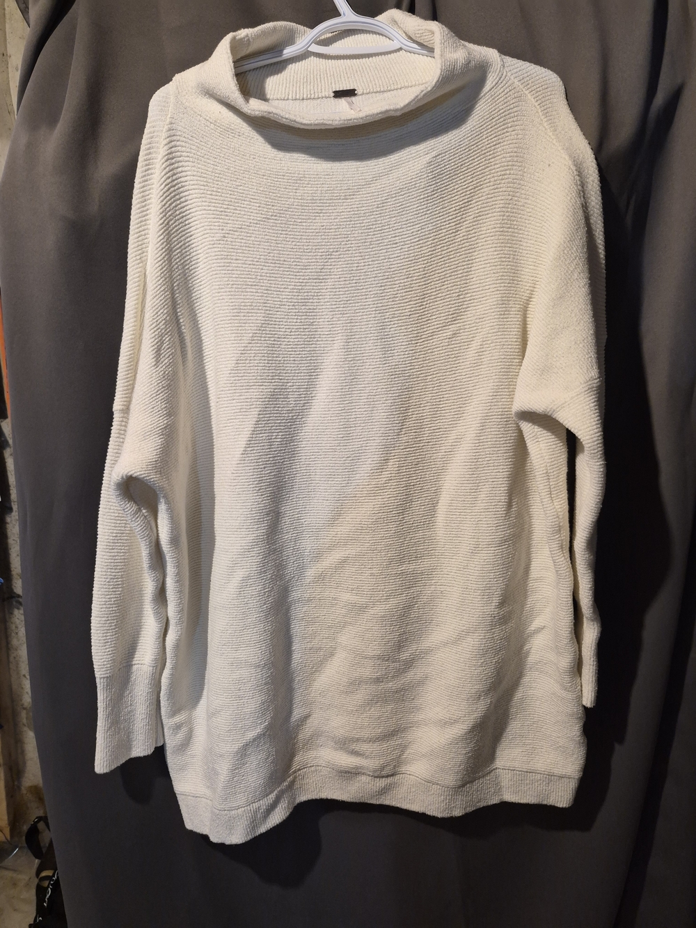 Free People Cream Funnel Neck Knit Sweater
